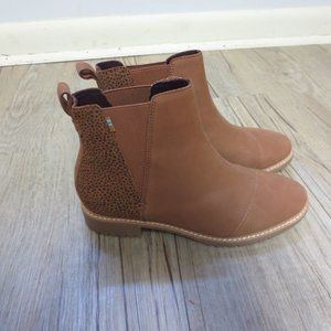 NWOT Toms Cleo Leather Booties - Brown/Cheetah Sz 8.5